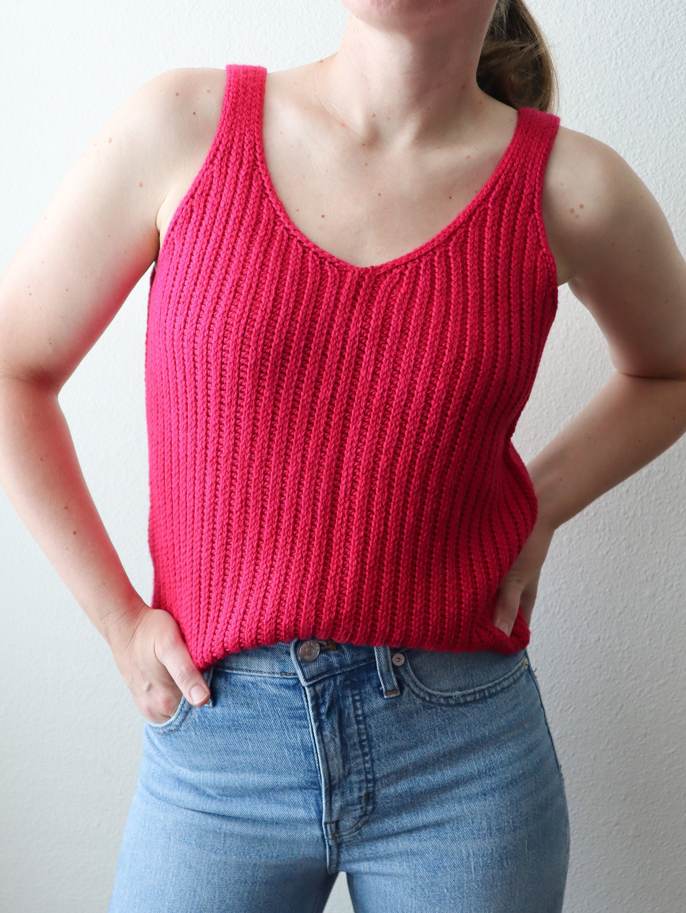 Ribbed Tank Top Knitting Pattern // Multnomah // Sleeveless Halter Teens Top  / Classic Summer Knit Top With Straps / Fingering, DK, Worsted 