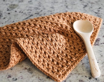 CROCHET PATTERN // Crochet Cloth, Kitchen Dishcloth, Yarn Towelette, Bathroom Washcloth, Tea Towel, Cotton Linen // Garden Harvest Towelette