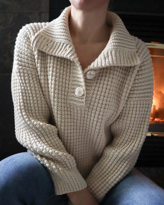 CROCHET PATTERN // Crochet Sweater, Crochet Jumper, Crochet Pullover, Button Up Sweater, Crochet Shirt, Crochet Top // Timber Pullover