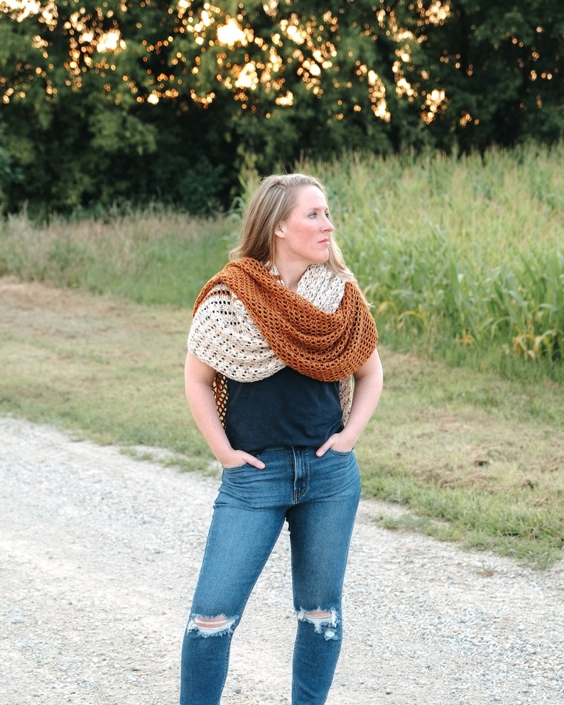 CROCHET PATTERN // Oversized Wrap, Ombre Shawl, Fall Crochet, Winter Crochet, Modern Lace Crochet Wrap, Crochet Scarf // Dawn & Dusk Wrap image 7