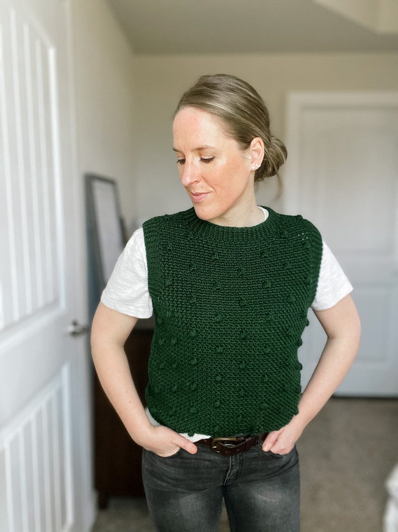 CROCHET PATTERN // Crochet Vest, Bobble Stitch Sweater Vest, Textured Preppy Vest, Sleeveless Sweater, Pullover, Slip-over // Nantucket Vest image 6