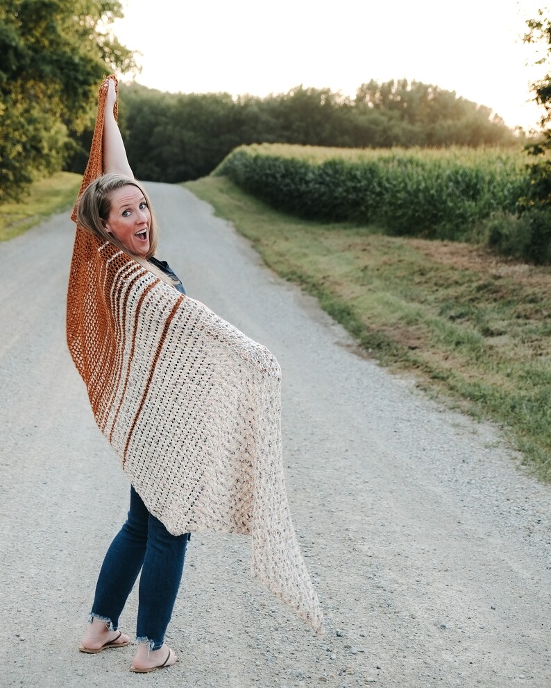 CROCHET PATTERN // Oversized Wrap, Ombre Shawl, Fall Crochet, Winter Crochet, Modern Lace Crochet Wrap, Crochet Scarf // Dawn & Dusk Wrap image 2