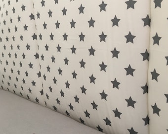 gender neutral cot/cotbed pad/wrap/bedding grey stars on white 100%cotton