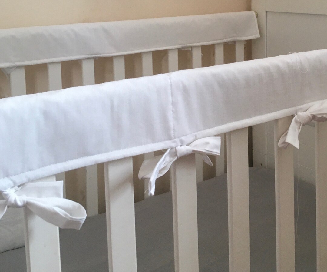 Cot/cot Bed Pair of Teething Rail Protectors White 100 Cotton Unisex