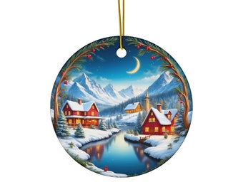 Christmas Village Ceramic Ornament