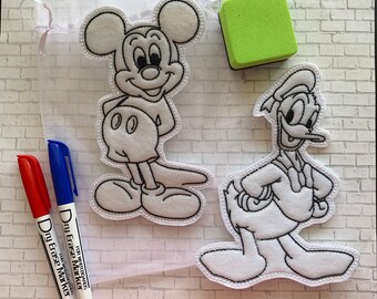 Reusable Boy Mouse & Boy Duck Coloring Activity / Dry Erase / Easter Basket Filler / Boys and Girls / Toddler and Kids