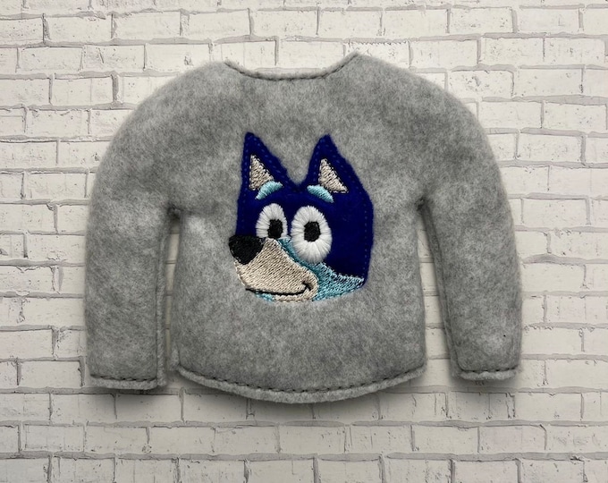 Blue Heeler Dog Elf Sweater, Christmas Shelf, Holiday Elf Story, Aussie