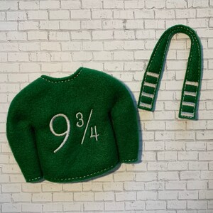 9 3/4 Elf Sweater & Scarf, Christmas Shelf, Harry Potter Inspired, Holiday Elf image 3