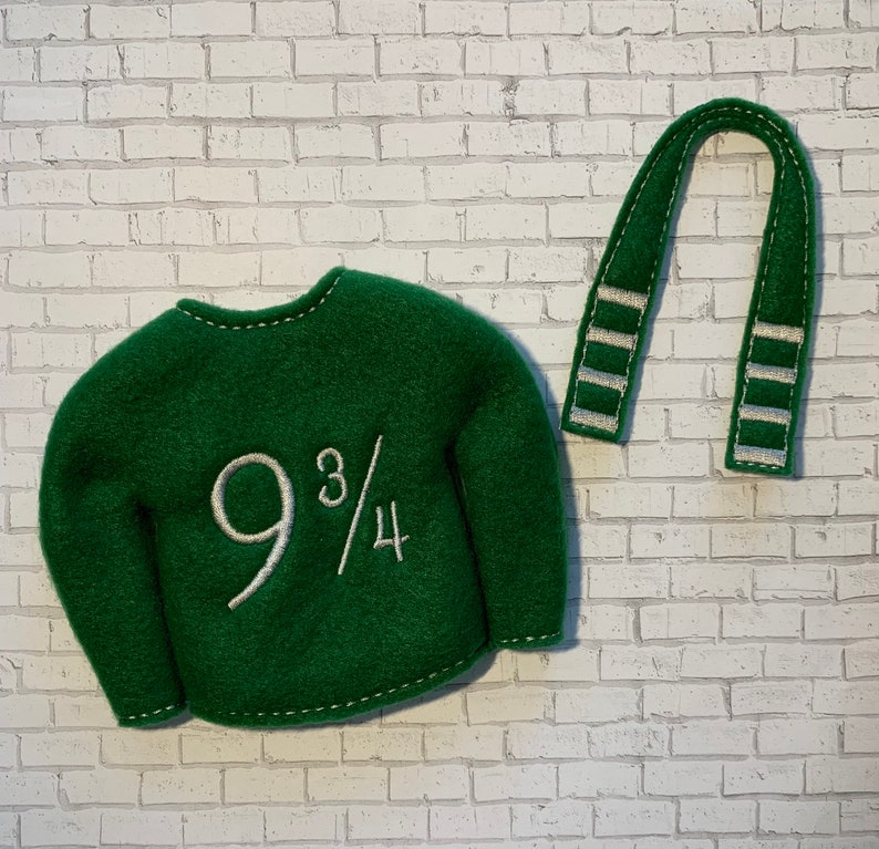 9 3/4 Elf Sweater & Scarf, Christmas Shelf, Harry Potter Inspired, Holiday Elf image 3