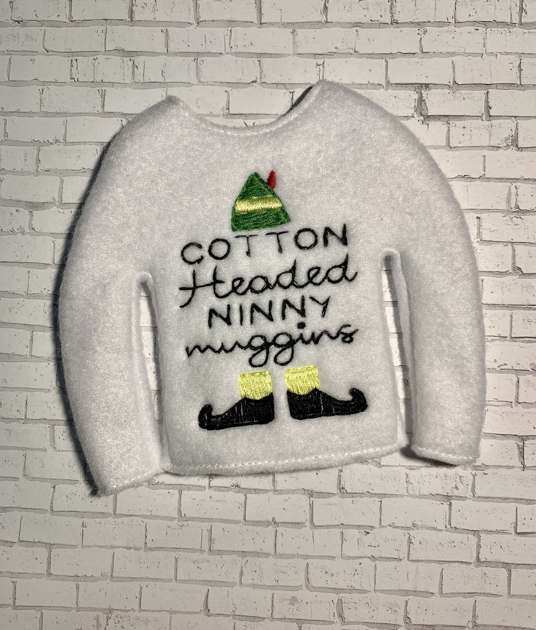 Cotton Headed Ninny Muggins Elf Sweater, Christmas Shelf, Holiday