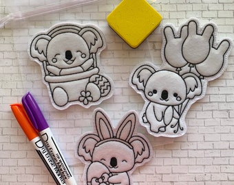 Reusable Koala Easter Coloring Activity / Dry Erase / Easter Basket Filler / Boys and Girls / Toddler and Kids