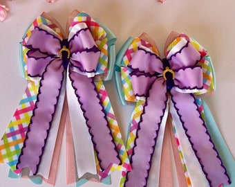 Pastel Equestrian Show Bows: Spring Horse Show Ribbons(Set of 2)