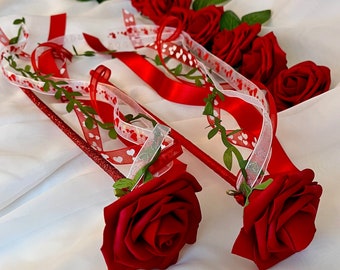 Red Rose Ribbon Wand: Valentine's Day, Flower Girl Wand