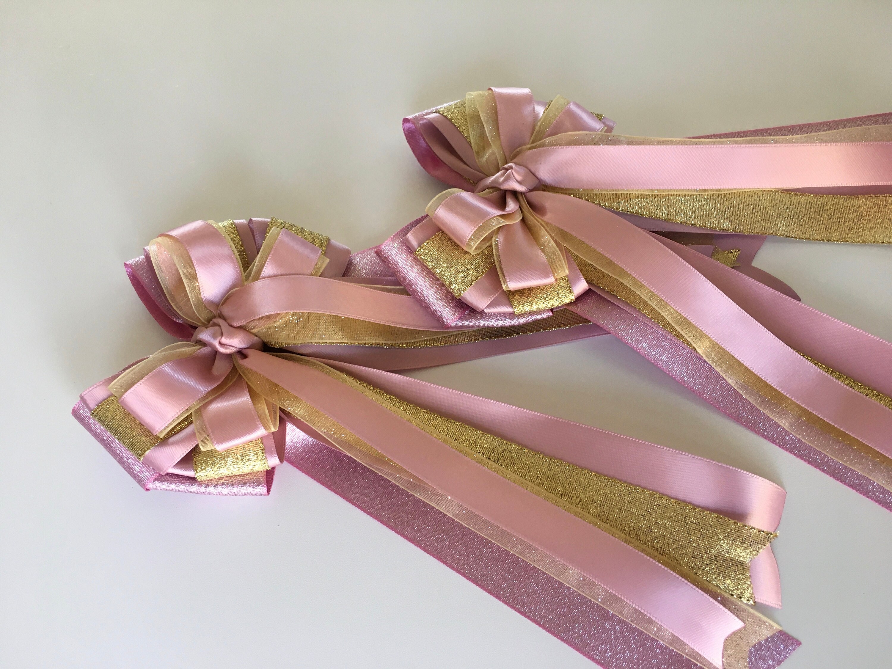 Pink, Brocade, Floral Horse Show Hair Ribbons for Girls (Floral Collection)