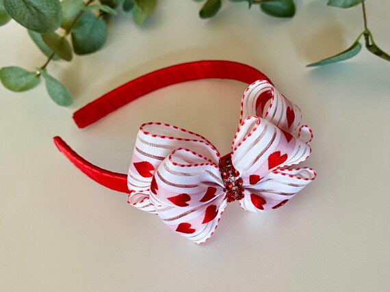 Red Hearts Bow Headband: Valentine display picture 3