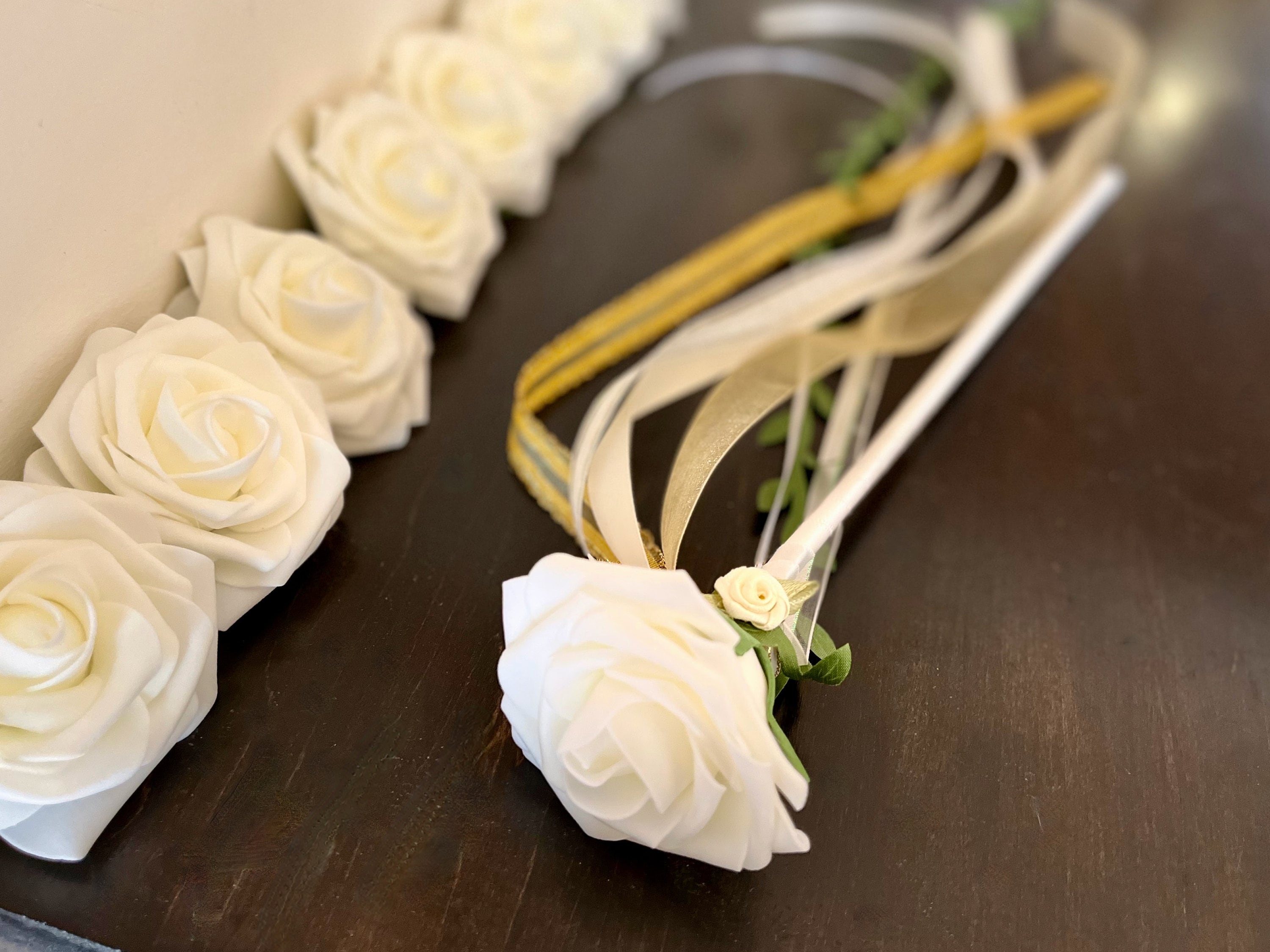 Ivory Rose Ribbon Wand: Flower Girl Princess Fairy Wand - Etsy, image size:3000x2250