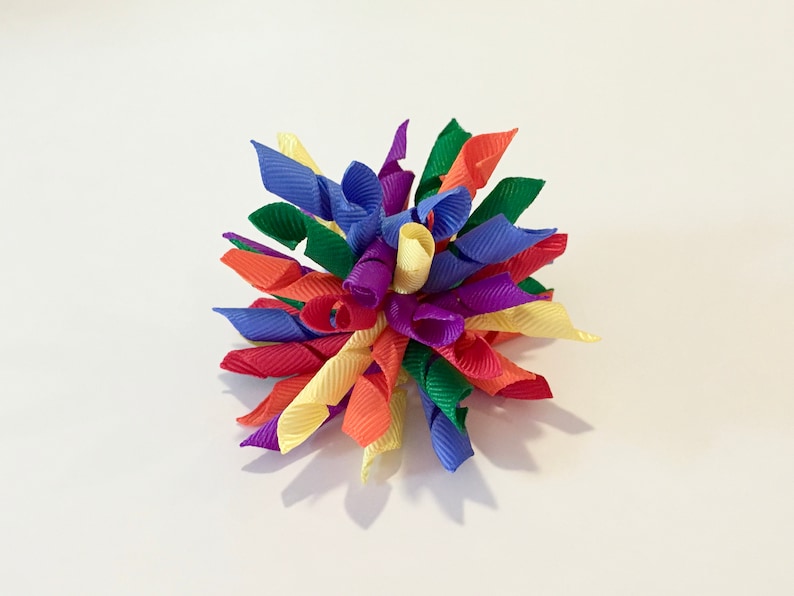 Rainbow Korker Hair Bow Rainbow Hair Clip Grosgrain Ribbon Etsy
