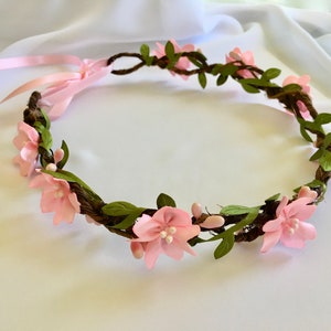 Pink Flowers Crowns, Bridal Headpiece, Flower Girl Crown, Fairy Accessory