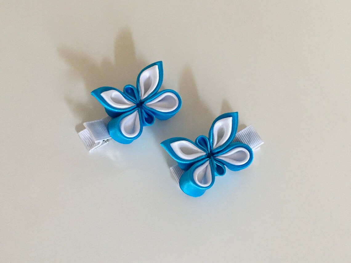 Butterflies Clip Set Ribbon Butterfly Hair Bows Girl's | Etsy