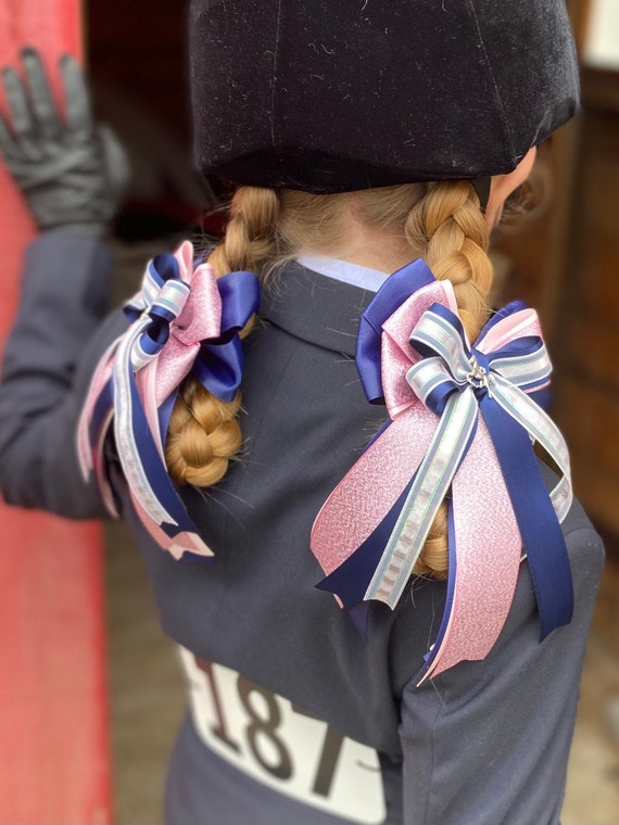 Navy and Sparkling Pink Horse Show Bows Equestrian Show Bows Etsy
