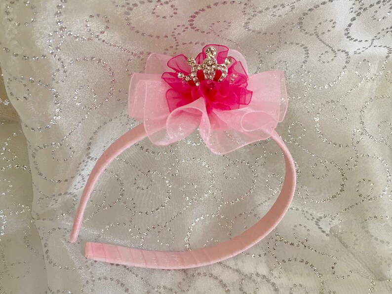 Princess Crown Headband Pink Princess Headband Organza Etsy
