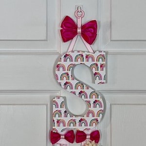 Letter "S" (Multiple Patterns) Hair Bow Organizer: Wooden Letter, Girl's Room Decor, Bow Holder
