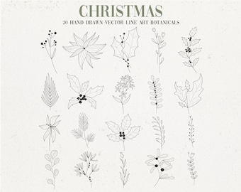 Christmas botanicals SVG - Christmas florals SVG - winter florals SVG - Christmas floral clipart - winter floral clipart-Commercial Use-CH21