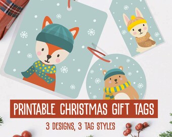 Printable Christmas Holiday tags for instant download - Commercial Use