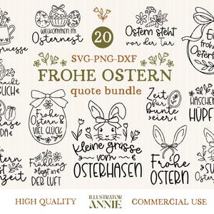 German Easter SVG Bundle – Frohe Ostern Quotes, Spring Designs (Digital Download)