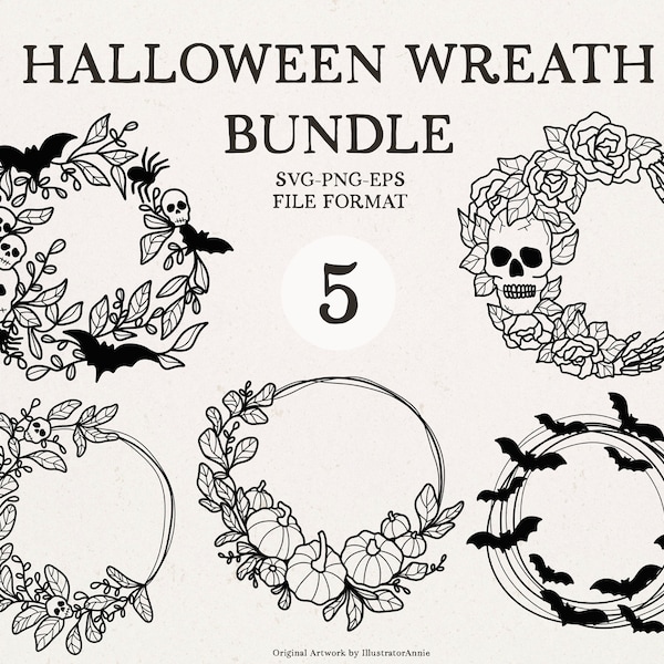 Halloween Wreath SVG bundle - Halloween Wreath Clipart - Halloween Wreath Cut File - Halloween SVG bundle - Pumpkin Wreath SVG