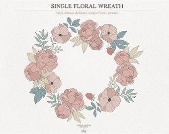 Floral wreath SVG - circle frame SVG - floral monogram SVG - floral circle svg - floral wreath clipart - Peony wreath svg - Commercial Use