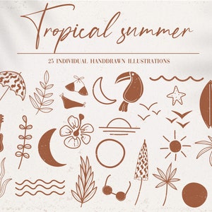 Pacote de clipart SVG de verão. Clipart SVG tropical para logotipos, artigos de papelaria, blogueiros e destaques do Instagram - Uso comercial
