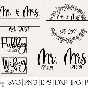 Mr And Mrs 2021 SVG Bundle - Commercial Use - Hand Lettered Mr And Mrs - Mr And Mrs Monogram SVG - Hubby And Wifey SVG - Wedding 2021 -WED21