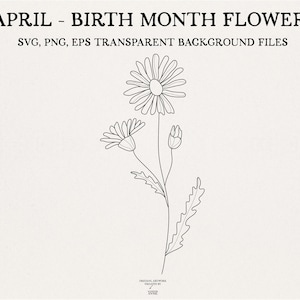 Fleur du mois de naissance d’avril - Fleur de marguerite d’avril - Mois de naissance SVG - Mois de naissance d’avril SVG - Anniversaire d’avril SVG -Daisy Svg -Utilisation commerciale- BM1