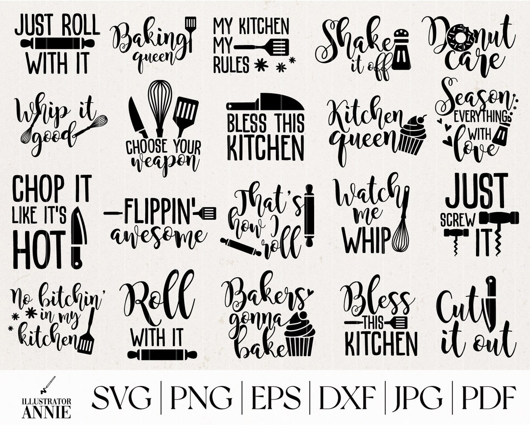 Kitchen SVG Bundle Kitchen SVG Cut Files Cutting Board Design Kitchen ...