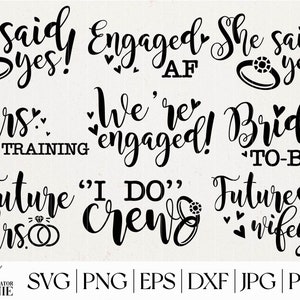 Paquete SVG de compromiso - Uso comercial - Paquete SVG AF comprometido - Citas de compromiso svg - Paquete de boda svg - Fiesta nupcial svg - WED21
