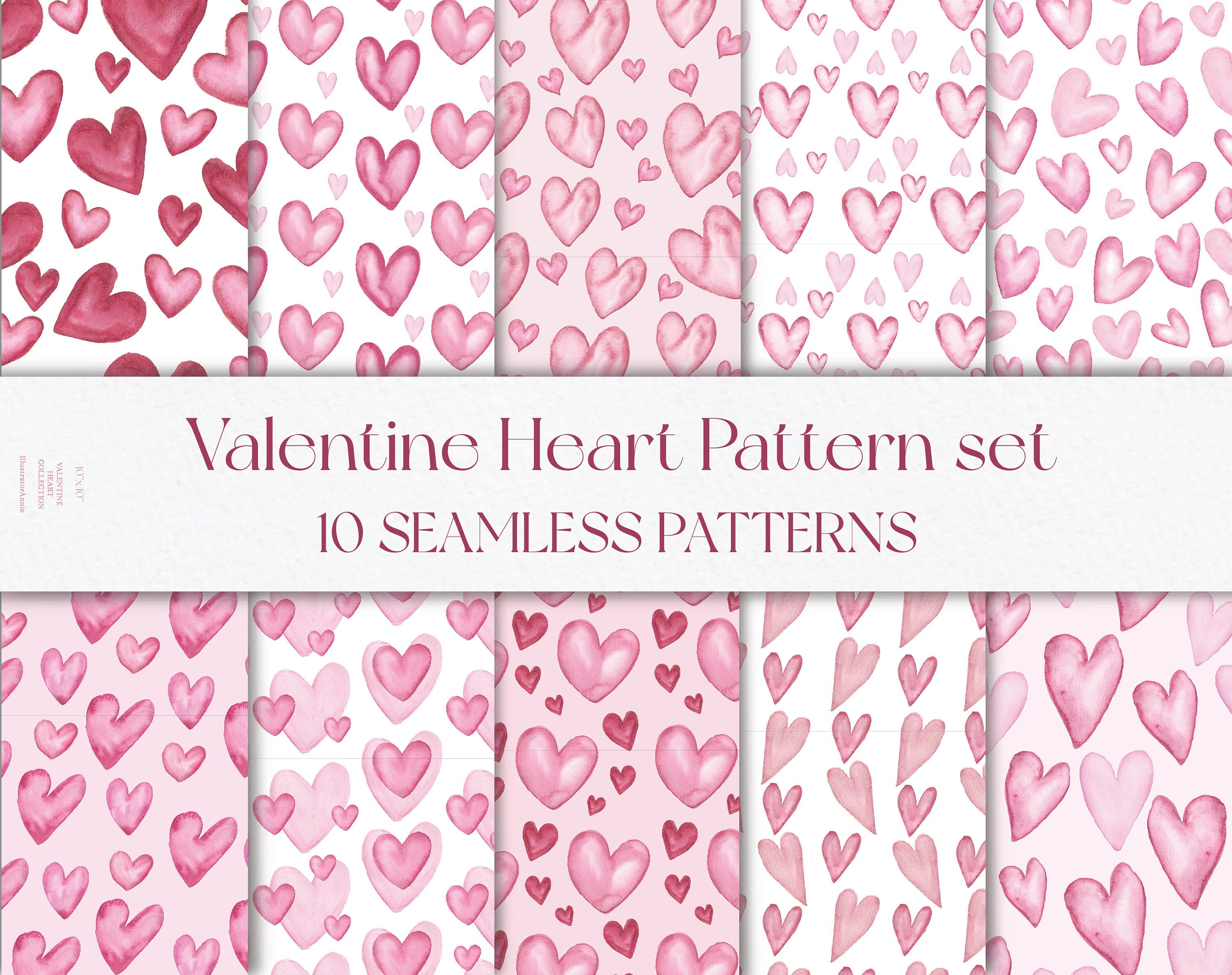 Valentine Valentine's Day Disney Watercolor Seamless Pattern