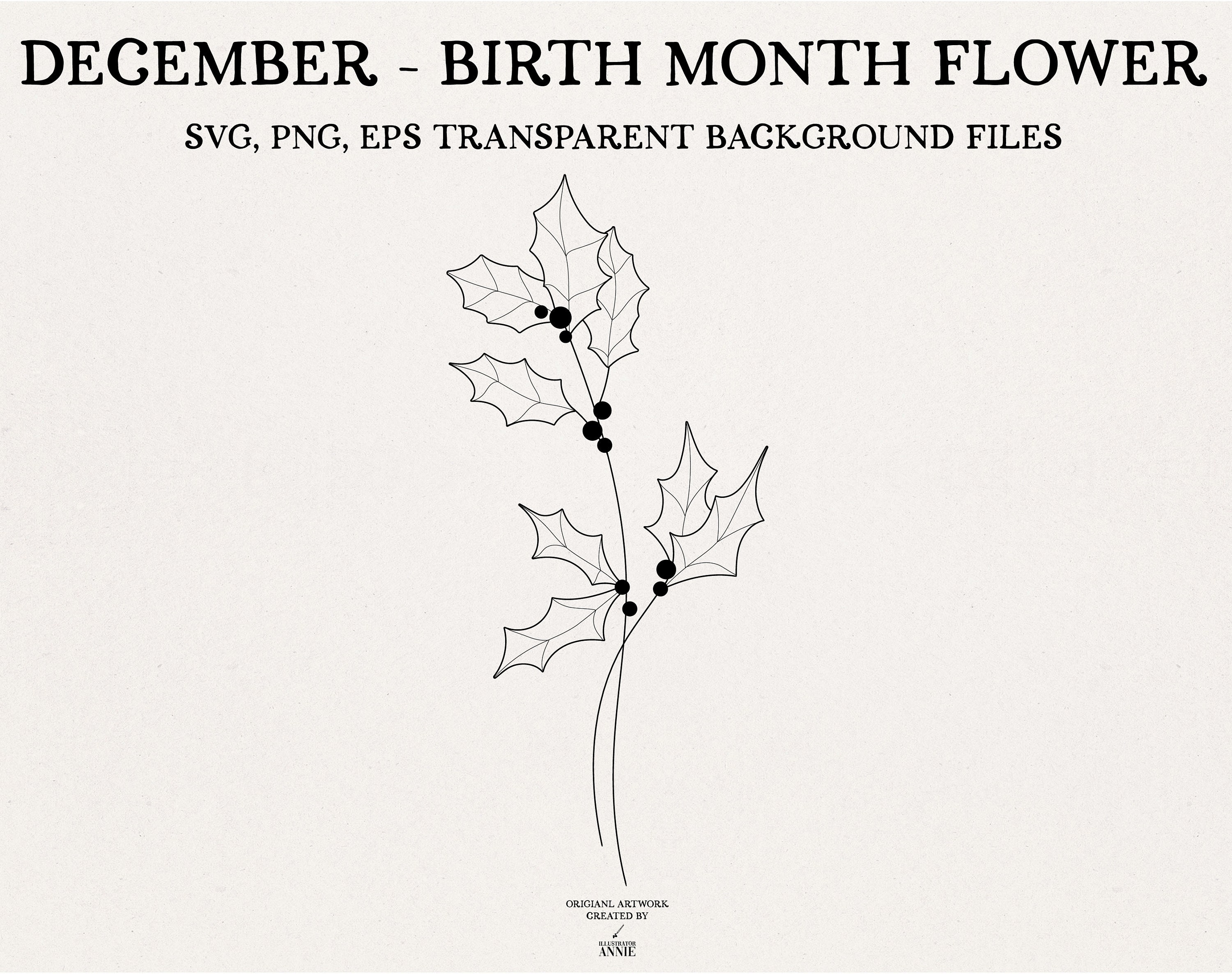 December Birth Month Flower December Holly Berry Flower Etsy