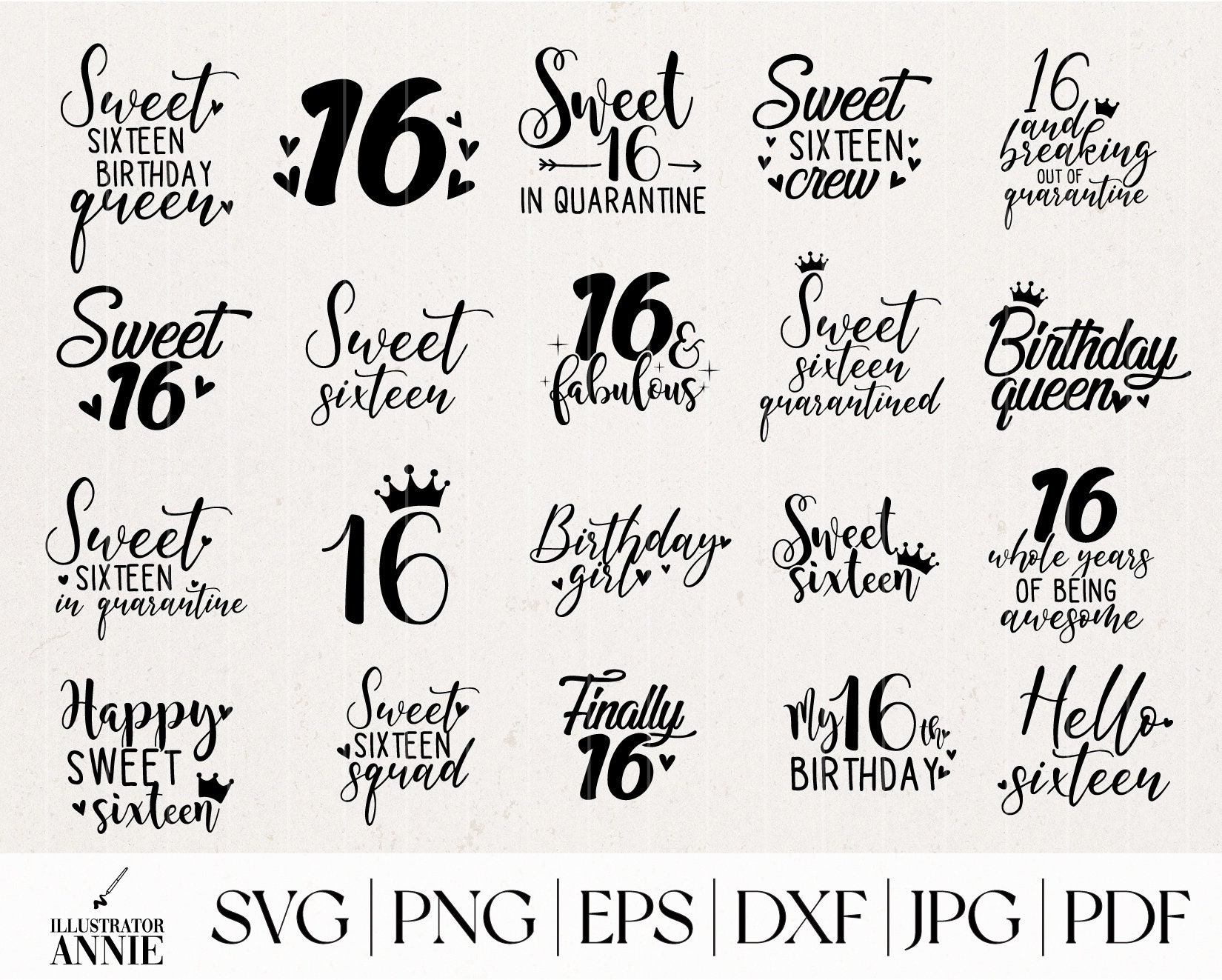 Sweet 16 SVG Bundle Commercial Use Sweet 16 SVG Quote Etsy