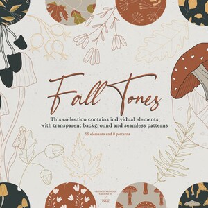 Fall Tones Collection - fall SVG bundle - autumn SVG bundle - fall digital paper - autumn digital paper - mushroom SVG - Commercial Use