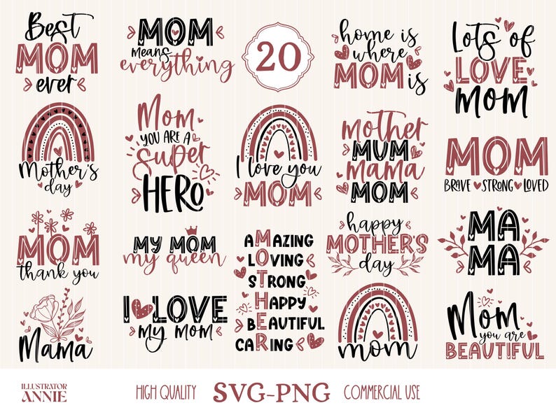 Mothers Day SVG Quote Bundle - Commercial Use - Girl Mom svg - Mama svg - Mothers Day Shirt PNG - Mom Life svg - Mothers Day Gift image 1