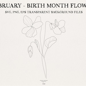 Februar Geburtsmonat Blume - Februar Violette Blume - Geburtsmonat SVG - Februar Geburtsmonat SVG -Februar Geburtstag SVG-Kommerzielle Nutzung -BM1