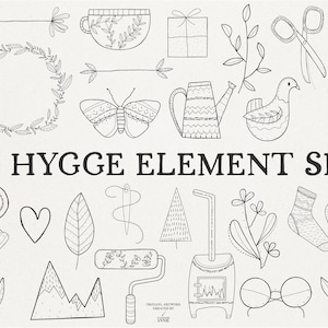 Hygge Element Set - Hygge SVG Bundle - Hygge SVG Elements - Hygge SVG Cut Files - Cozy Living Svg - Cozy Elements Svg - Commercial Use