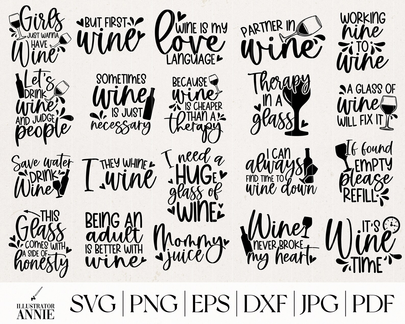 Wine SVG Bundle Commercial Use Wine Glass SVG Wine Lover Etsy