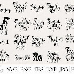 Afstuderen SVG Quote Bundel - Afstuderen 2021 SVG - Senior 2021 svg - Afstuderen SVG Cut Files - Klasse van 2021 svg - Commercieel gebruik