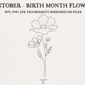 Fiore del mese di nascita di ottobre - Fiore dell'universo di ottobre - Mese di nascita SVG - Mese di nascita di ottobre SVG - Compleanno di ottobre SVG - Uso commerciale - BM1