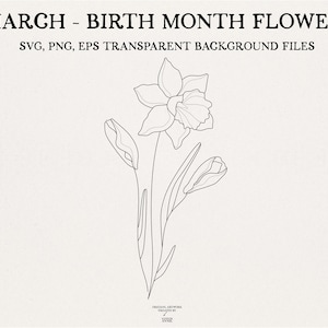 Fleur du mois de naissance de mars - Fleur de jonquille de mars - Mois de naissance SVG - Mois de naissance de mars SVG - Anniversaire de mars SVG - Utilisation commerciale -BM1