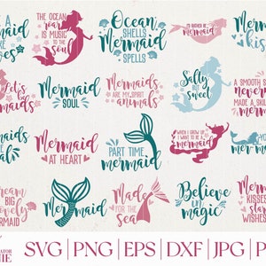 マーメイドSVGバンドル - 商用利用 - マーメイドSVGカットファイル - マーメイドクリップアート - マーメイドテールSVG - Cricut、Silhouette用マーメイドカットファイル