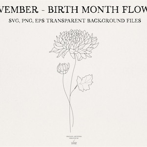 11 月の誕生月の花 - 11 月の菊の花 - 誕生月 SVG - 11 月の誕生月 SVG - 商用利用 - 11 月 -BM1