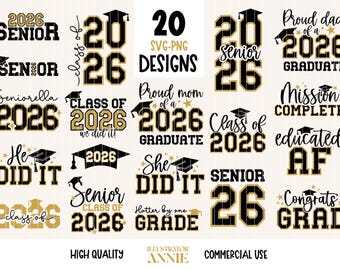 Graduation 2026 SVG Quote Bundle - Commercial Use - Senior Class Cut Files - Class Of 2026 SVG - Graduation Shirt Design - Senior 2026 SVG